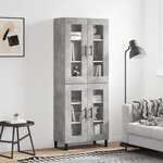 vidaXL Buffet haut Gris béton 69 5x34x180 cm Bois d'ingénierie