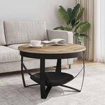 vidaXL Table basse Ø68x43 cm Bois de manguier brut