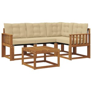 vidaXL Ensemble de canapés d'extérieur 5 pc Naturel et Beige
