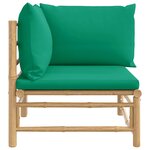 vidaXL Canapé d'angle de jardin avec coussins vert bambou