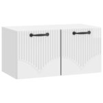 vidaXL Meuble TV mural Montage mural Blanc brillant 59 5 x 31 x 30 cm