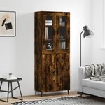 vidaXL Buffet haut Chêne fumé 69 5x34x180 cm Bois d'ingénierie