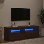 vidaXL Meuble TV avec lumières LED chêne marron 120x35x40 cm