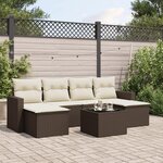 vidaXL Salon de jardin avec coussins 7 Pièces marron résine tressée