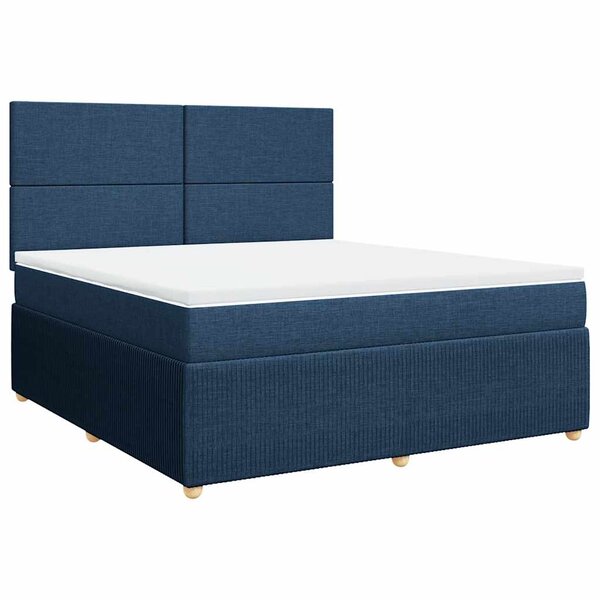 vidaXL Sommier à lattes de lit avec matelas Bleu 180x200 cm Tissu