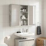 vidaXL Armoire murale de salle de bain Gris Béton 30 x 14 x 70 cm