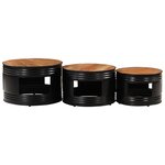 vidaXL Tables de bar forme tambour 3 Pièces bois massif d'acacia