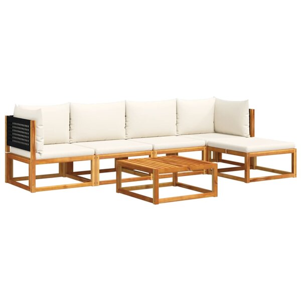 vidaXL Salon de jardin avec coussins 6 Pièces bois d'acacia solide