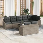 vidaXL Ensemble de Salle à Manger de Jardin de 8 Pièces avec Coussins Noir Poly Rattan