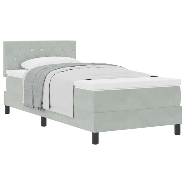 vidaXL Lit à ressorts avec matelas Gris clair 100 x 200 cm Velours