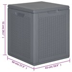 vidaXL Boîte de rangement de jardin gris PP rotin 90 L