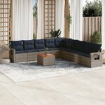 vidaXL Salon de jardin 10 Pièces avec coussins gris résine tressée