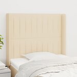 vidaXL Tête de lit avec oreilles Crème 93x16x118/128 cm Tissu
