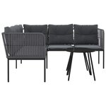 vidaXL Ensemble de canapés de jardin et coussins noir acier textilène