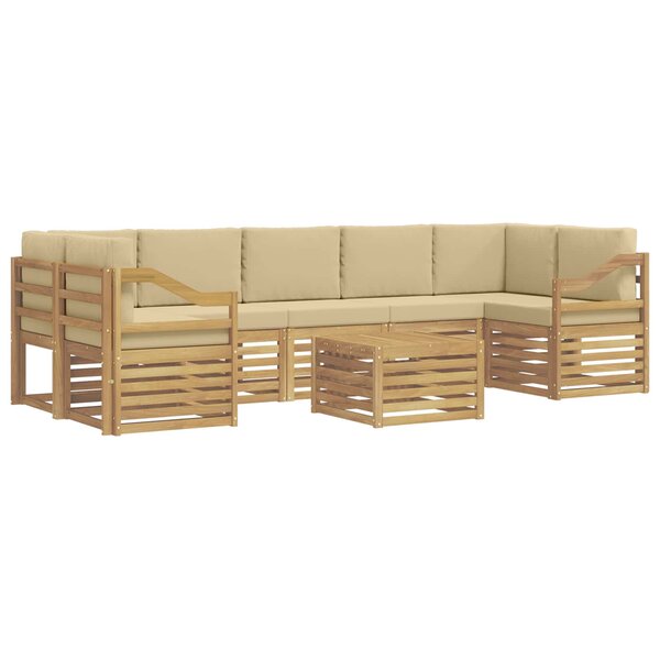vidaXL Ensemble de canapés d'extérieur 8 pc Blanc et Beige Polyester