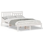 vidaXL Cadre de lit Blanc 135 x 190 cm Bois massif en pin