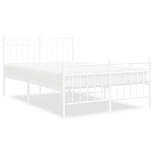 vidaXL Cadre de lit métal sans matelas et pied de lit blanc 120x200 cm