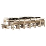 vidaXL Ensemble à manger de jardin et coussins 17 Pièces beige