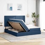 vidaXL Lit de rangement LED avec matelas Bleu 180 x 200 cm Tissu