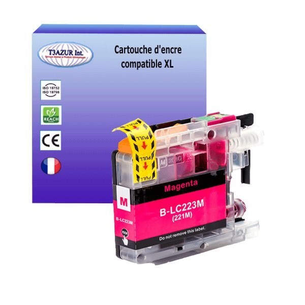 T3AZUR- Cartouche compatible avec Brother LC223 XL pour Brother DCPJ4120DW  DCPJ562DW  MFCJ1140W  MFCJ1150W  MFCJ1170W  MFCJ1180DWT Magenta