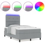 vidaXL Lit à ressorts avec matelas Gris clair 120 x 190 cm tissu