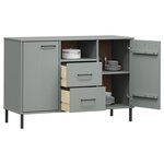 vidaXL Buffet avec pieds en métal Gris 113x40x77 cm Bois massif OSLO