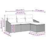 vidaXL Ensemble de Canapés avec coussin 4 Pièces Noir Poly rotin
