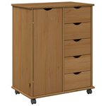 vidaXL Cabinet roulant 63 5 x 39 x 79 cm Bois de Pin Massif