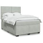 vidaXL Sommier à lattes de lit et matelas Gris clair 140x190cm Velours
