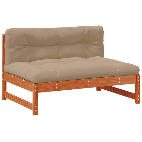 vidaXL Sofa de jardin milieu Pin massif Brun Ciré