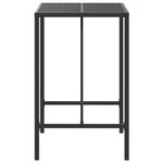 vidaXL Table de bar et dessus en verre noir 70x70x110 cm poly rotin