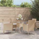 vidaXL Ensemble de bistro de jardin 5 Pièces coussins beige poly rotin