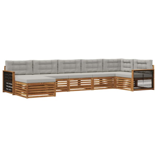 vidaXL Ensemble de canapés d'extérieur 7 pc Naturel et gris clair