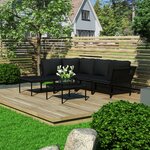 vidaXL Salon de jardin 6 Pièces avec coussins Noir PVC