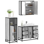 vidaXL Ensemble de meubles de salle de bain 3 Pièces Sonoma gris