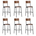 vidaXL Chaises de bar lot de 6 contreplaqué solide et acier