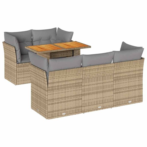 vidaXL Salon de jardin avec coussins 6 Pièces beige résine tressée