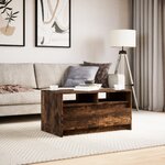 vidaXL Table basse avec lumières LED chêne fumé ois d'ingénierie