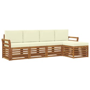 vidaXL Ensemble de canapés d'extérieur 5 pc Naturel et Crème