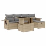 vidaXL Salon de jardin avec coussins 6 Pièces beige résine tressée