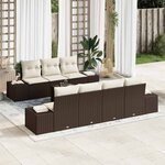vidaXL Ensemble de canapé de jardin 8 Pièces Marron Poly rotin