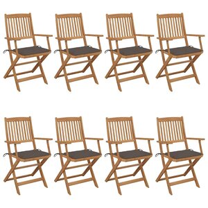 vidaXL Chaises pliables de jardin lot de 8 avec coussins Bois d'acacia