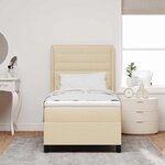 vidaXL Lit à ressorts avec matelas Crème 200 x 100 cm tissu
