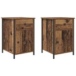 vidaXL Cabinet de chevet avec tiroir 2 Pièces Bois ancien 40 x 42 x 60 cm
