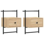 vidaXL Table de chevet murale 2 Pièces chêne sonoma 35x30x51 cm