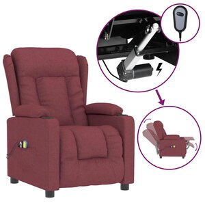vidaXL Fauteuil électrique de massage Bordeaux Tissu