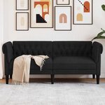 vidaXL Canapé Chesterfield 2 places noir tissu