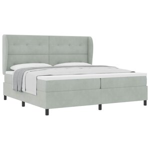 vidaXL Lit à ressorts avec matelas Gris clair 200 x 200 cm Velours