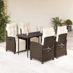 vidaXL Ensemble à manger de jardin 5 Pièces et coussins marron poly rotin