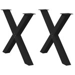 vidaXL Pieds de table à manger en forme de X  2 pièces  noir  90 x (72-73) cm  acier